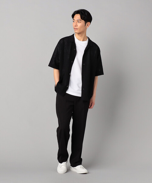 COMME CA MEN（コムサメン）の「鹿の子透かし編みオープンカラー ニットシャツ（ニット/セーター・メンズ・ネイビー/ブラック/ベージュ・M/L）」の5枚目の写真