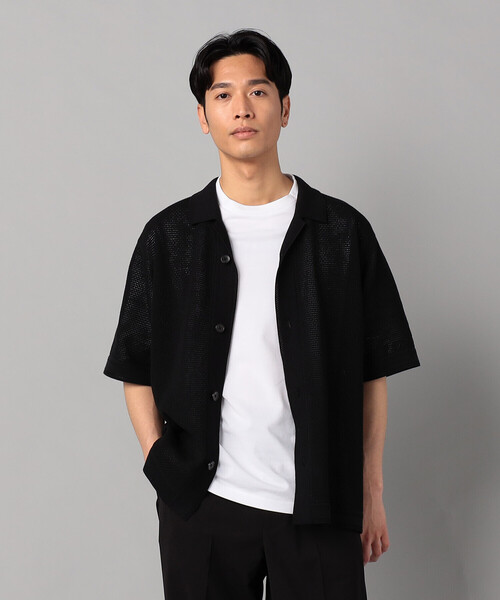 COMME CA MEN（コムサメン）の「鹿の子透かし編みオープンカラー ニットシャツ（ニット/セーター・メンズ・ネイビー/ブラック/ベージュ・M/L）」の6枚目の写真