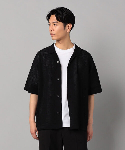 COMME CA MEN（コムサメン）の「鹿の子透かし編みオープンカラー ニットシャツ（ニット/セーター・メンズ・ネイビー/ブラック/ベージュ・M/L）」の7枚目の写真