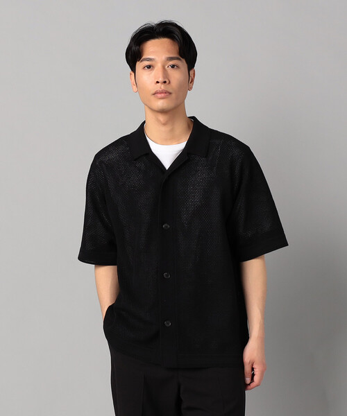 COMME CA MEN（コムサメン）の「鹿の子透かし編みオープンカラー ニットシャツ（ニット/セーター・メンズ・ネイビー/ブラック/ベージュ・M/L）」の8枚目の写真