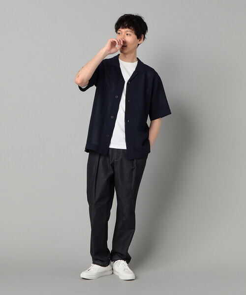 COMME CA MEN（コムサメン）の「鹿の子透かし編みオープンカラー ニットシャツ（ニット/セーター・メンズ・ネイビー/ブラック/ベージュ・M/L）」の10枚目の写真