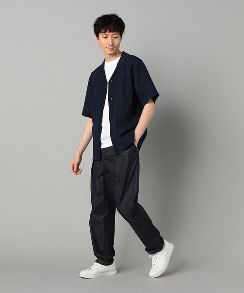 COMME CA MEN（コムサメン）の「鹿の子透かし編みオープンカラー ニットシャツ（ニット/セーター・メンズ・ネイビー/ブラック/ベージュ・M/L）」の11枚目の写真