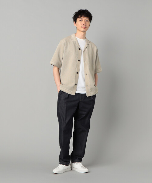 COMME CA MEN（コムサメン）の「鹿の子透かし編みオープンカラー ニットシャツ（ニット/セーター・メンズ・ネイビー/ブラック/ベージュ・M/L）」の14枚目の写真