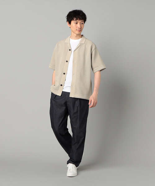COMME CA MEN（コムサメン）の「鹿の子透かし編みオープンカラー ニットシャツ（ニット/セーター・メンズ・ネイビー/ブラック/ベージュ・M/L）」の15枚目の写真