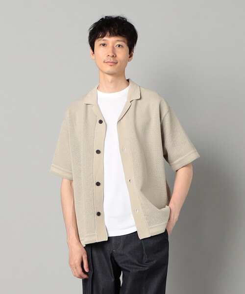 COMME CA MEN（コムサメン）の「鹿の子透かし編みオープンカラー ニットシャツ（ニット/セーター・メンズ・ネイビー/ブラック/ベージュ・M/L）」の17枚目の写真