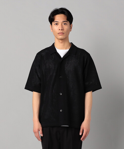 COMME CA MEN（コムサメン）の「鹿の子透かし編みオープンカラー ニットシャツ（ニット/セーター・メンズ・ネイビー/ブラック/ベージュ・M/L）」の18枚目の写真