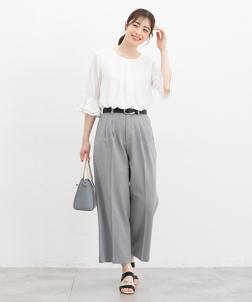 Honeys(ハニーズ)の「6分袖レース使いブラウス(シャツ/ブラウス・レディース・グレイッシュベージュ/ブラック/クリーム/ホワイト/ラベンダー・3L/L/LL/M/S)」の16枚目の写真