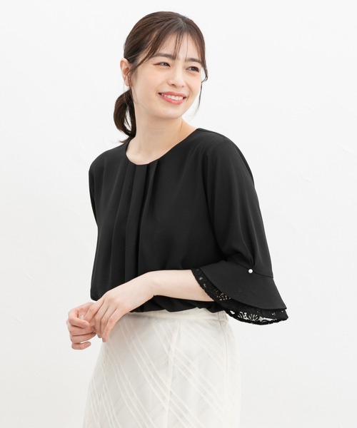 Honeys(ハニーズ)の「6分袖レース使いブラウス(シャツ/ブラウス・レディース・グレイッシュベージュ/ブラック/クリーム/ホワイト/ラベンダー・3L/L/LL/M/S)」の20枚目の写真