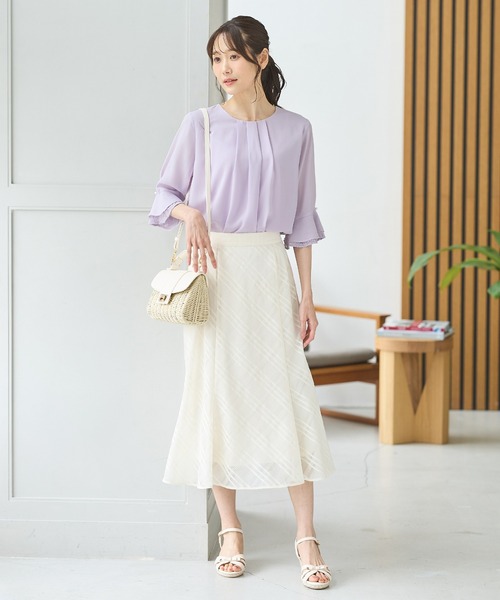 Honeys(ハニーズ)の「6分袖レース使いブラウス(シャツ/ブラウス・レディース・グレイッシュベージュ/ブラック/クリーム/ホワイト/ラベンダー・3L/L/LL/M/S)」の21枚目の写真