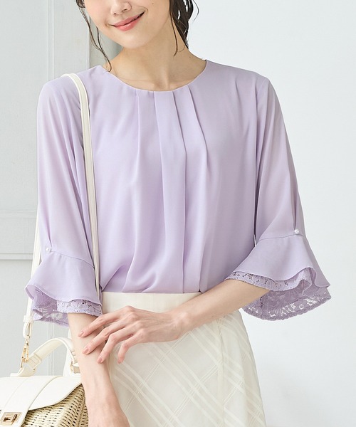 Honeys(ハニーズ)の「6分袖レース使いブラウス(シャツ/ブラウス・レディース・グレイッシュベージュ/ブラック/クリーム/ホワイト/ラベンダー・3L/L/LL/M/S)」の22枚目の写真