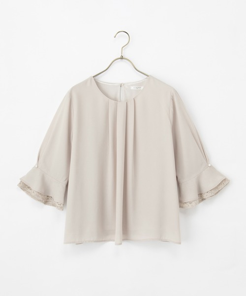 Honeys(ハニーズ)の「6分袖レース使いブラウス(シャツ/ブラウス・レディース・グレイッシュベージュ/ブラック/クリーム/ホワイト/ラベンダー・3L/L/LL/M/S)」の6枚目の写真