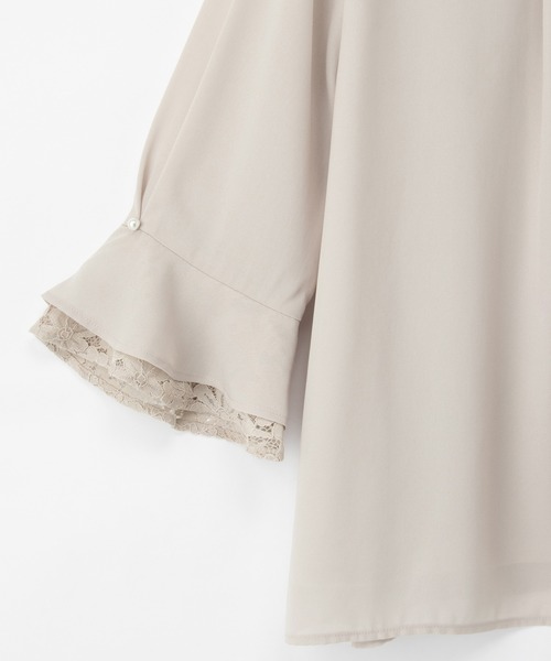 Honeys(ハニーズ)の「6分袖レース使いブラウス(シャツ/ブラウス・レディース・グレイッシュベージュ/ブラック/クリーム/ホワイト/ラベンダー・3L/L/LL/M/S)」の7枚目の写真