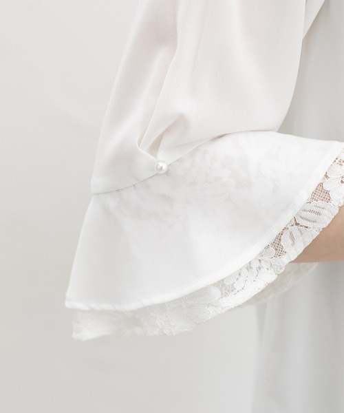 Honeys(ハニーズ)の「6分袖レース使いブラウス(シャツ/ブラウス・レディース・グレイッシュベージュ/ブラック/クリーム/ホワイト/ラベンダー・3L/L/LL/M/S)」の13枚目の写真