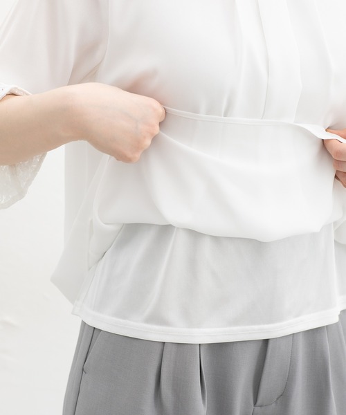 Honeys(ハニーズ)の「6分袖レース使いブラウス(シャツ/ブラウス・レディース・グレイッシュベージュ/ブラック/クリーム/ホワイト/ラベンダー・3L/L/LL/M/S)」の15枚目の写真