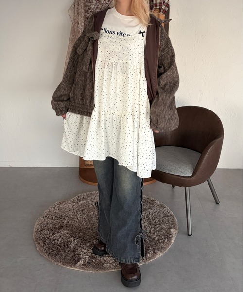 kutir(クティール)の「アソートリボンティアードミニキャミワンピース/チュニック(ワンピース・レディース・イエロー/ブラック系/レッド/グリーン/ホワイト系その他/ブルー/ブラック系その他/ブラック・FREE)」の2枚目の写真