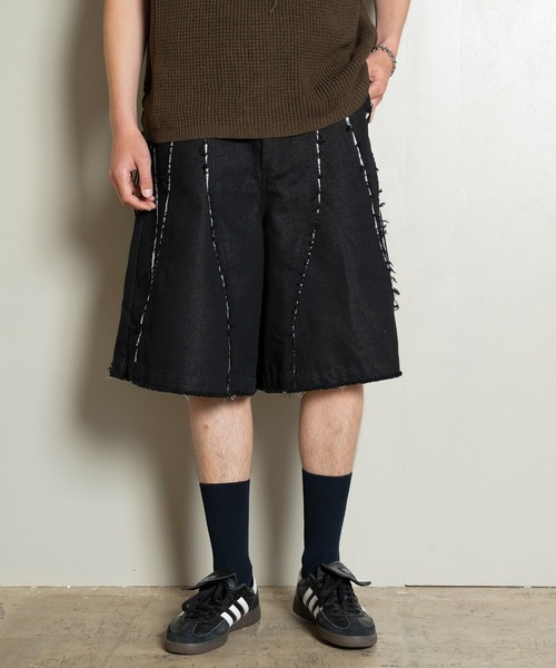 Forte（フォルテ）（フォルテ）の「Cut-off Wide Shorts/カットオフワイドショーツ/洗える（その他パンツ・メンズ・ブラック/オフホワイト・MEDIUM/LARGE）」の2枚目の写真