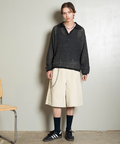 Forte（フォルテ）（フォルテ）の「Cut-off Wide Shorts/カットオフワイドショーツ/洗える（その他パンツ・メンズ・ブラック/オフホワイト・MEDIUM/LARGE）」の17枚目の写真