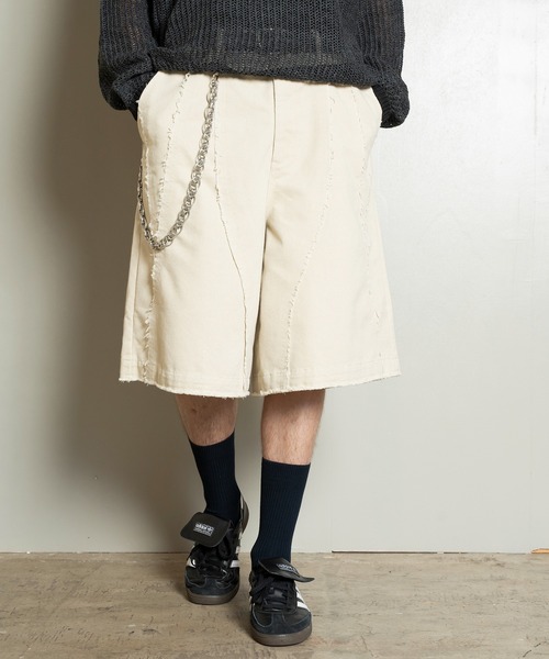 Forte（フォルテ）（フォルテ）の「Cut-off Wide Shorts/カットオフワイドショーツ/洗える（その他パンツ・メンズ・ブラック/オフホワイト・MEDIUM/LARGE）」の5枚目の写真