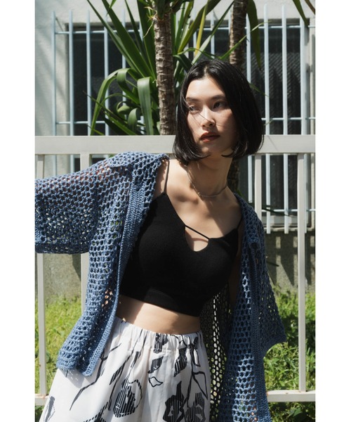 Knuth Marf crochet knit shirt ブラック Knuth Marf - crochet knit shirt / クロシェ ニットシャツ