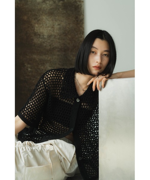 Knuth Marf crochet knit shirt ブラック crochet knit shirt（シャツ/ブラウス）｜Knuth Marf