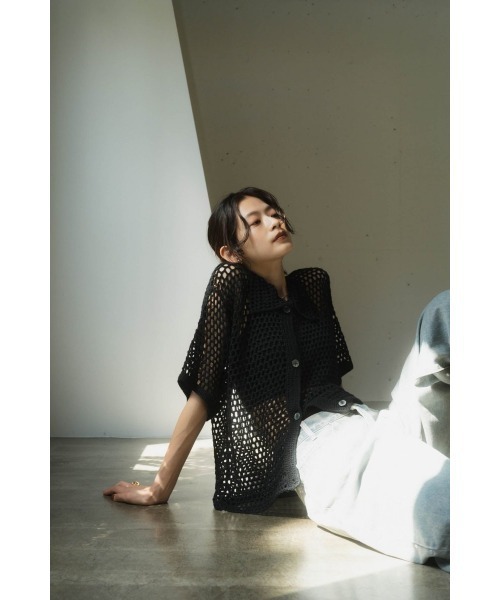 【Knuth Marf】crochet knit shirt/クロシェットニット crochet knit shirt/2color | KNUTH MARF