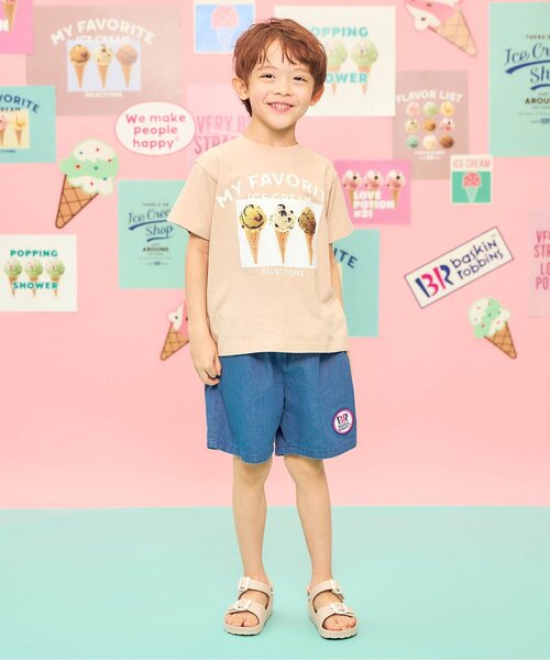 apres les cours(アプレレクール)の「サーティワン デニム・ストライプハーフパンツ(その他パンツ・キッズ・インディゴブルー/ミント/ピンク・80/90/100/110/120/130/140)」の6枚目の写真