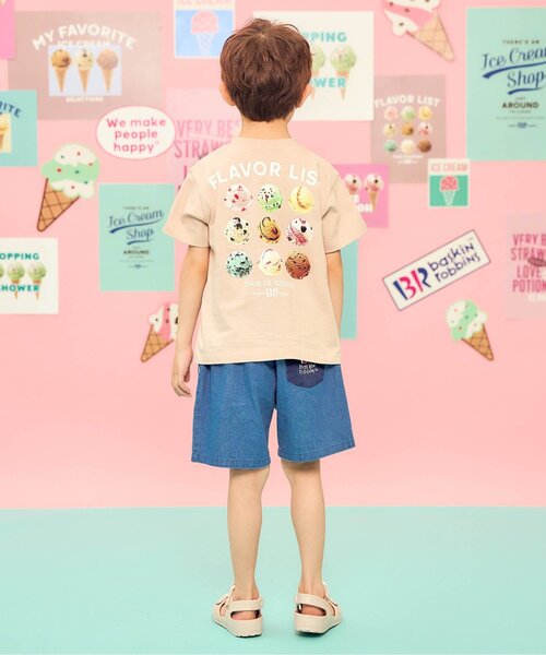 apres les cours(アプレレクール)の「サーティワン デニム・ストライプハーフパンツ(その他パンツ・キッズ・インディゴブルー/ミント/ピンク・80/90/100/110/120/130/140)」の7枚目の写真