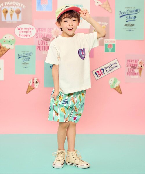 apres les cours(アプレレクール)の「サーティワン デニム・ストライプハーフパンツ(その他パンツ・キッズ・インディゴブルー/ミント/ピンク・80/90/100/110/120/130/140)」の9枚目の写真