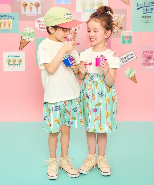 apres les cours(アプレレクール)の「サーティワン デニム・ストライプハーフパンツ(その他パンツ・キッズ・インディゴブルー/ミント/ピンク・80/90/100/110/120/130/140)」の11枚目の写真