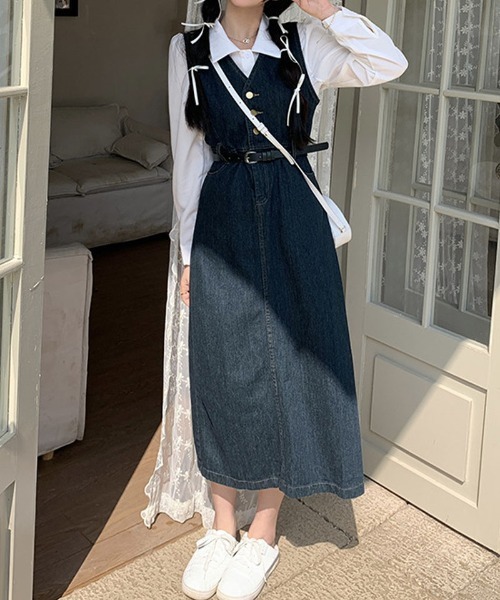 shoppinggo(ショッピングゴー)の「デニムワンピース セット(セットアップ・レディース・ブルー・L/M)」の5枚目の写真