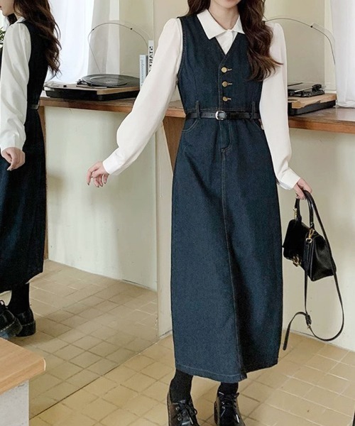 shoppinggo(ショッピングゴー)の「デニムワンピース セット(セットアップ・レディース・ブルー・L/M)」の7枚目の写真