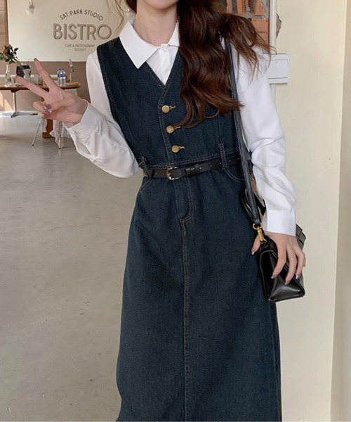 shoppinggo(ショッピングゴー)の「デニムワンピース セット(セットアップ・レディース・ブルー・L/M)」の8枚目の写真