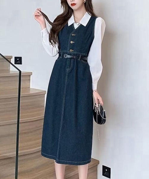 shoppinggo(ショッピングゴー)の「デニムワンピース セット(セットアップ・レディース・ブルー・L/M)」の12枚目の写真