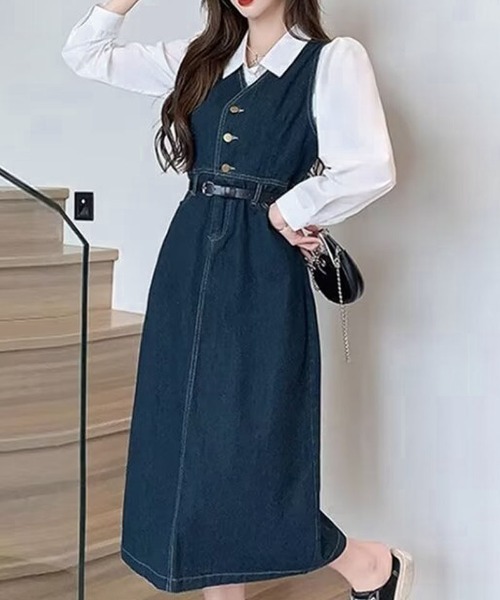 shoppinggo(ショッピングゴー)の「デニムワンピース セット(セットアップ・レディース・ブルー・L/M)」の13枚目の写真