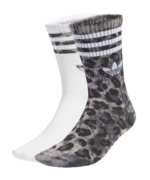 【adidas】U LEO CREW SOCK 2P CARBON/BLACK 国内発送 adidas LEOPARD CREW SOCKS 2 PAIRS カーボン/ブラック