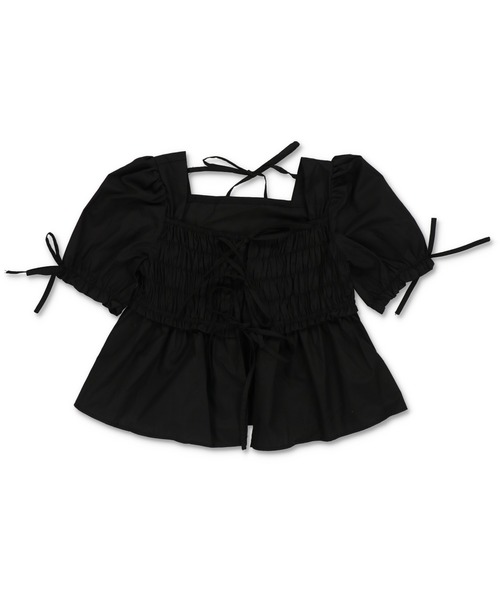 SPINNS（スピンズ）の「【2WAY】半袖ブラウス/パフスリーブ/シャーリングリボン（シャツ/ブラウス・レディース・オフホワイト・ONESIZE）」の5枚目の写真