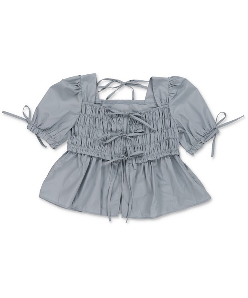 SPINNS（スピンズ）の「【2WAY】半袖ブラウス/パフスリーブ/シャーリングリボン（シャツ/ブラウス・レディース・オフホワイト・ONESIZE）」の6枚目の写真