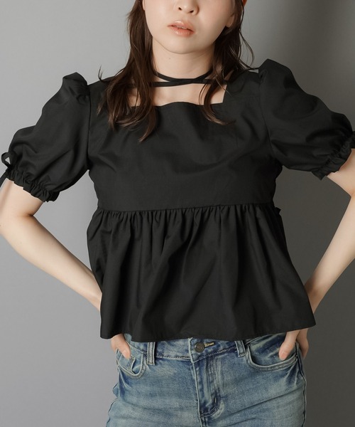 SPINNS（スピンズ）の「【2WAY】半袖ブラウス/パフスリーブ/シャーリングリボン（シャツ/ブラウス・レディース・オフホワイト・ONESIZE）」の16枚目の写真