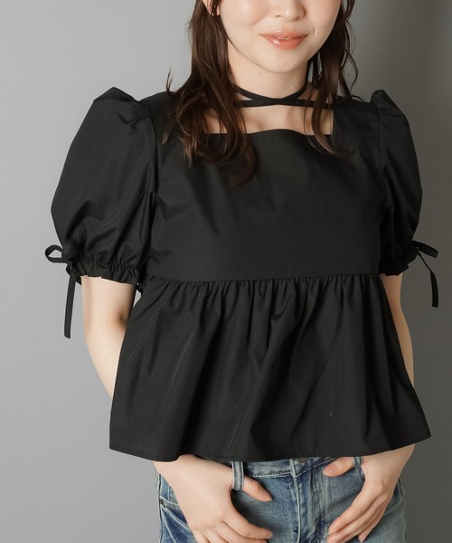 SPINNS（スピンズ）の「【2WAY】半袖ブラウス/パフスリーブ/シャーリングリボン（シャツ/ブラウス・レディース・オフホワイト・ONESIZE）」の17枚目の写真