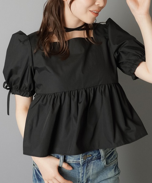 SPINNS（スピンズ）の「【2WAY】半袖ブラウス/パフスリーブ/シャーリングリボン（シャツ/ブラウス・レディース・オフホワイト・ONESIZE）」の18枚目の写真