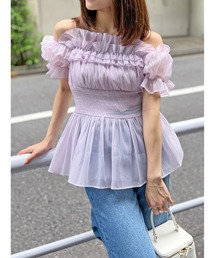 トップス　紫花柄 50%OFF【CAMBIO(カンビオ)】orig.小花柄ジャケット(24054CM