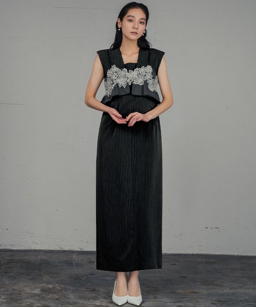 ANDRESD ドレス ピンストライプテーラードビスチェドレス / pinstripe