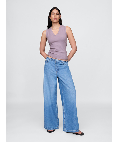 GAP（ギャップ）の「シアー モダン リブタンクトップ（タンクトップ・レディース・ブラウン/カーキ/オフホワイト/ブラック/パープル・XS/S/M/L/XL/XXS）」の6枚目の写真