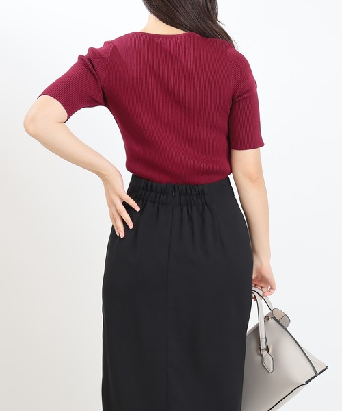 TRUDEA（トルディア）の「スリットネックフェイクリブニット（ニット/セーター・レディース・ホワイト×ブラック/ホワイト×ネイビー/ネイビー/ホワイト/ブラウン/ワイン/チャコールグレー/ブラック・MEDIUM/LARGE）」の11枚目の写真