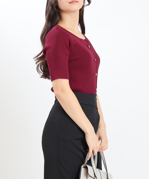 TRUDEA（トルディア）の「スリットネックフェイクリブニット（ニット/セーター・レディース・ホワイト×ブラック/ホワイト×ネイビー/ネイビー/ホワイト/ブラウン/ワイン/チャコールグレー/ブラック・MEDIUM/LARGE）」の10枚目の写真