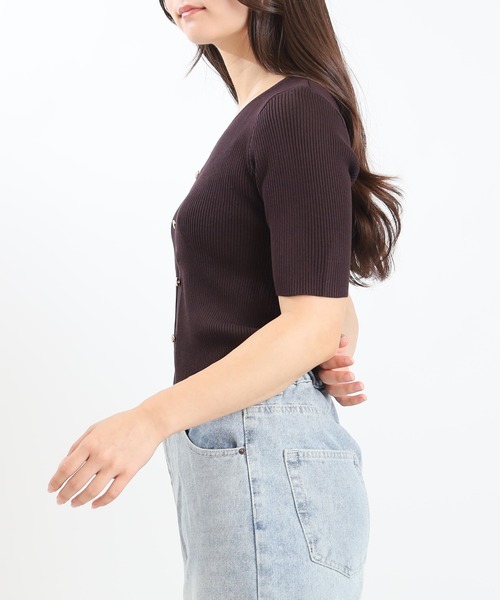 TRUDEA（トルディア）の「スリットネックフェイクリブニット（ニット/セーター・レディース・ホワイト×ブラック/ホワイト×ネイビー/ネイビー/ホワイト/ブラウン/ワイン/チャコールグレー/ブラック・MEDIUM/LARGE）」の14枚目の写真