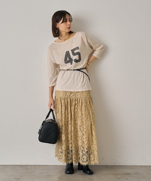 LOUNGEDRESS（ラウンジドレス）の「フットボールTシャツ（Tシャツ/カットソー・レディース・アイボリー・FREE）」の17枚目の写真