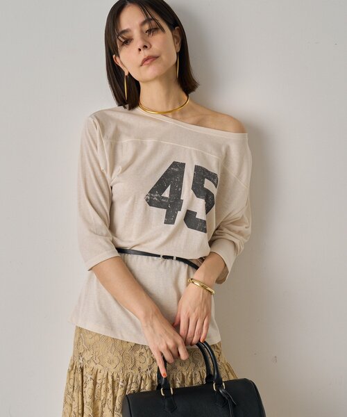 LOUNGEDRESS（ラウンジドレス）の「フットボールTシャツ（Tシャツ/カットソー・レディース・アイボリー・FREE）」の12枚目の写真
