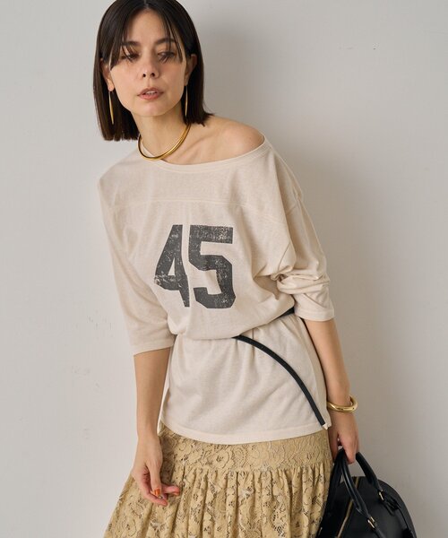 LOUNGEDRESS（ラウンジドレス）の「フットボールTシャツ（Tシャツ/カットソー・レディース・アイボリー・FREE）」の11枚目の写真