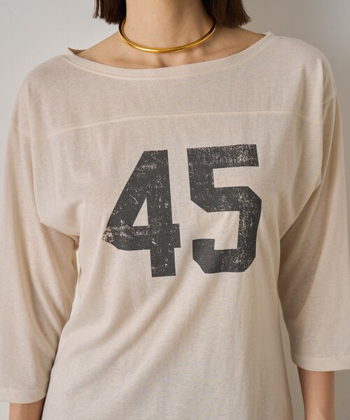 LOUNGEDRESS（ラウンジドレス）の「フットボールTシャツ（Tシャツ/カットソー・レディース・アイボリー・FREE）」の3枚目の写真